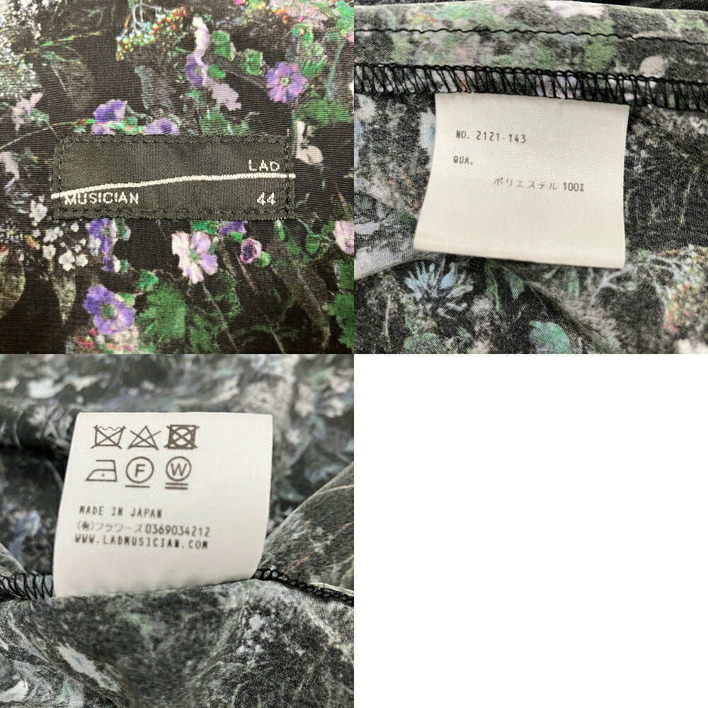 LAD MUSICIAN Black Floral Big Shirt Size 44