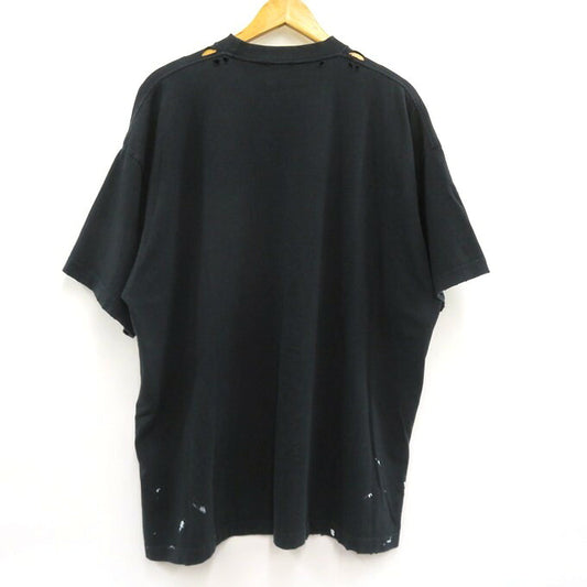 BALENCIAGA Metal Logo Distressed T-Shirt Black Size 2