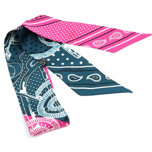 HERMES Eperon D'Or Cut Silk Scarf Pink Multi-Color