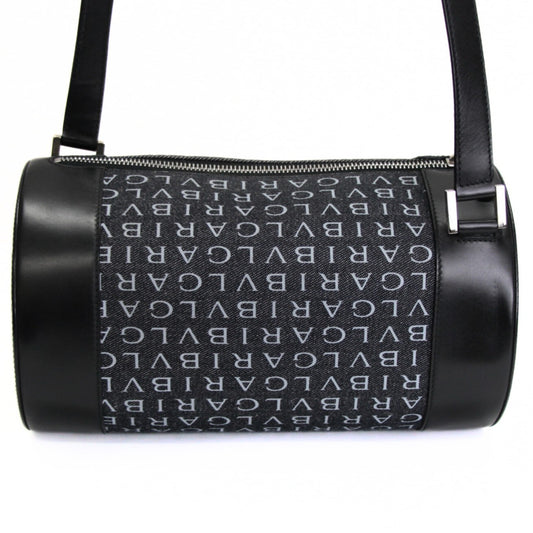 BVLGARI B-Zero1 Logomania Denim Leather Shoulder Bag Black