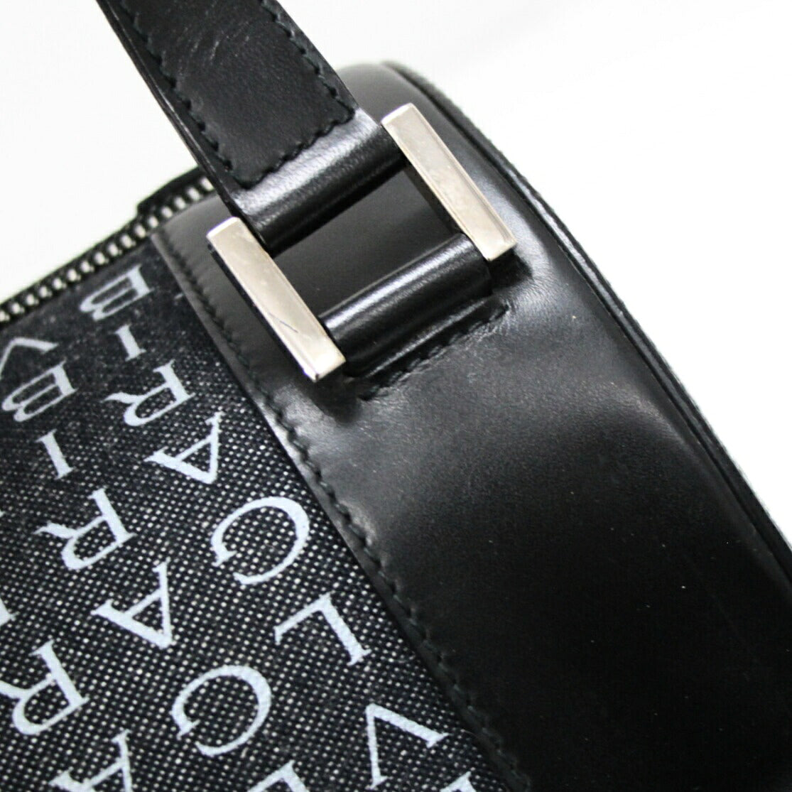 BVLGARI B-Zero1 Logomania Denim Leather Shoulder Bag Black