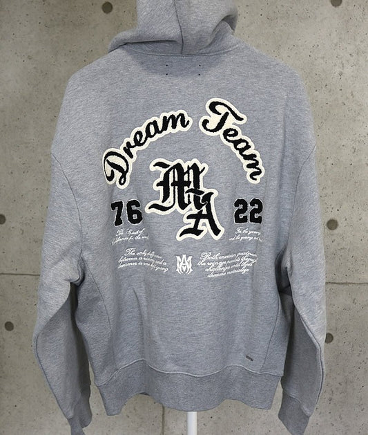 AMIRI DREAM TEAM Oversized Cotton Hoodie Gray Size 48