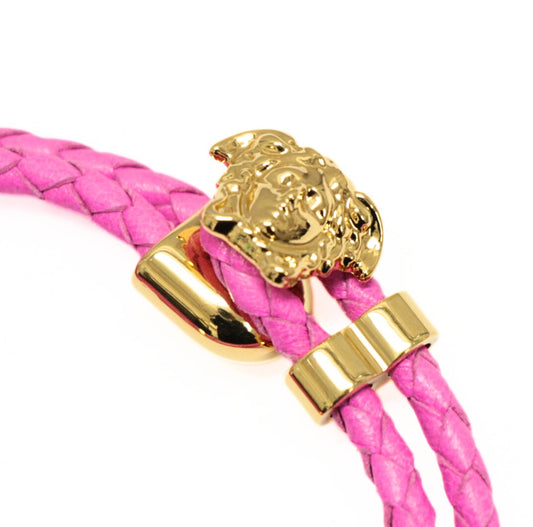 VERSACE La Medusa Leather Pink Gold Bracelet Size ONE SIZE