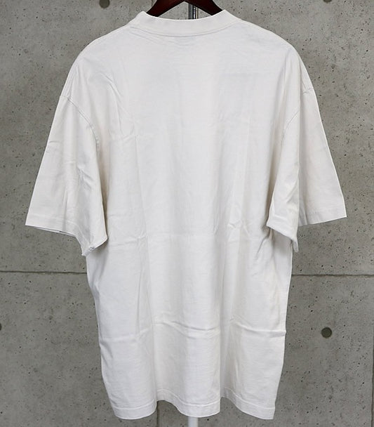 BALENCIAGA Logo Cotton T-Shirt Off-White Size M