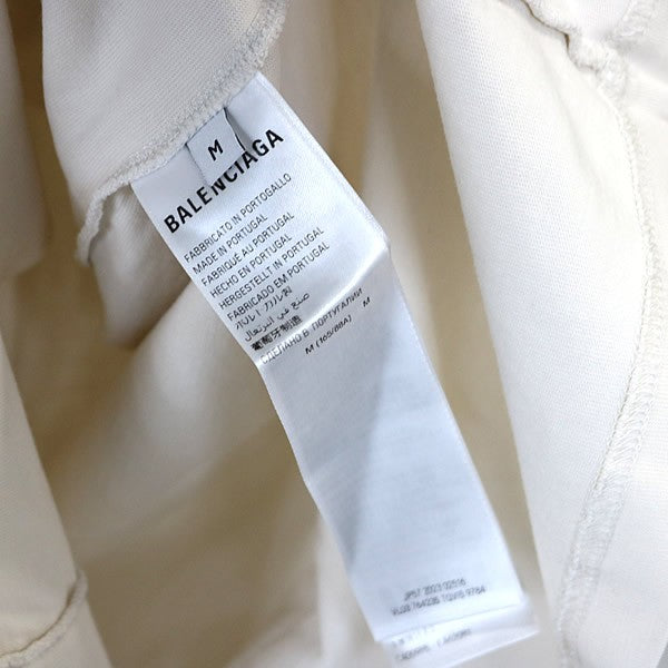 BALENCIAGA Logo Cotton T-Shirt Off-White Size M