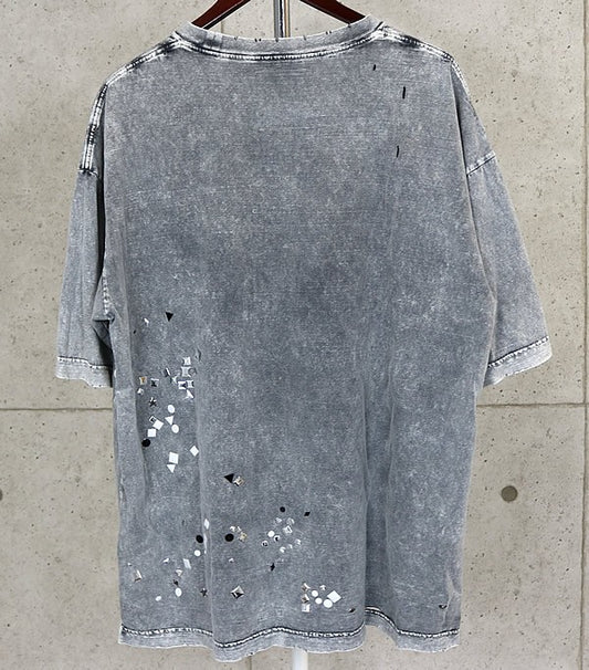 MIHARA YASUHIRO Embellished Bleach T-Shirt Gray Size 46