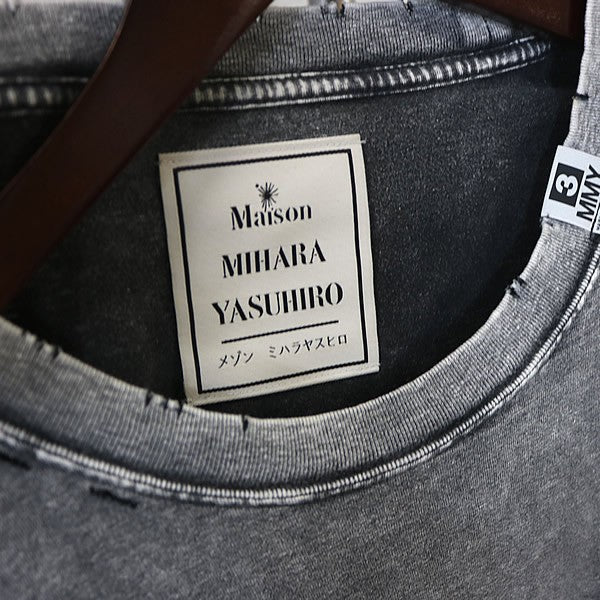 MIHARA YASUHIRO Embellished Bleach T-Shirt Gray Size 46