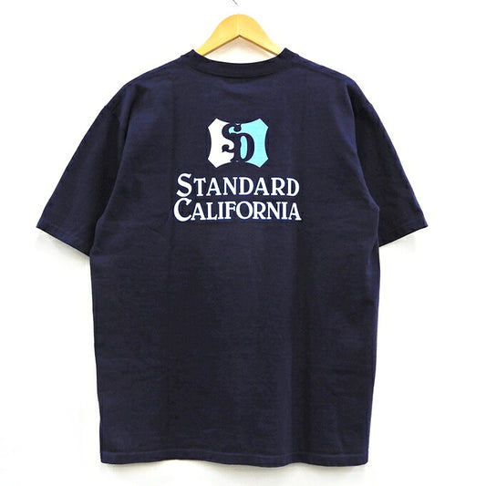 STANDARD CALIFORNIA Heavyweight Shield T-Shirt Navy Size L