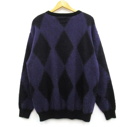 WACKO MARIA 23FW Diamond Mohair Sweater Purple/Black Size XL