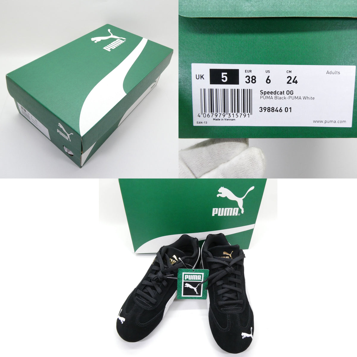 PUMA Speedcat OG Black/White Sneakers Size 6