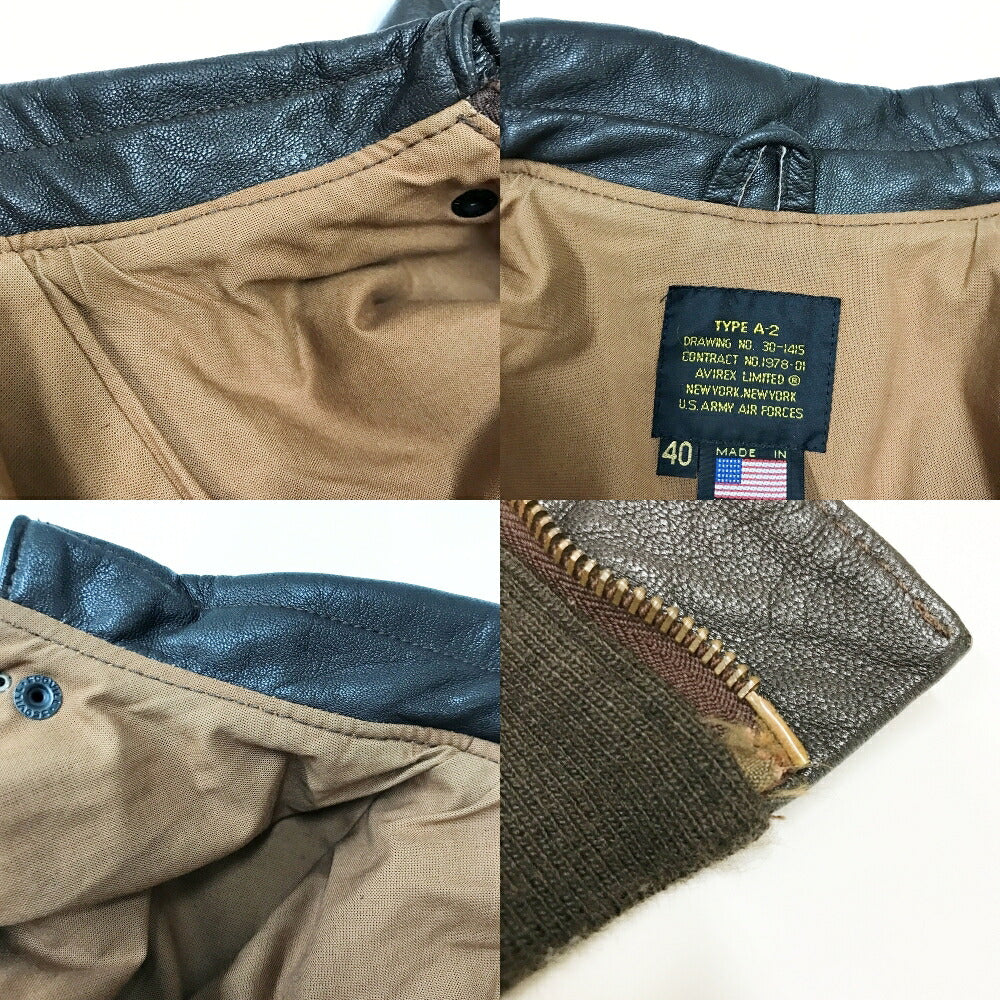 AVIREX A-2 Flight Jacket 1978-01 Dark Brown Size 40