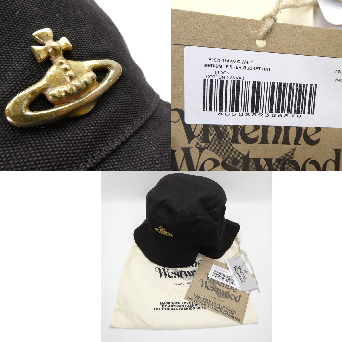 Vivienne Westwood Fisher Metal Orb Bucket Hat Size M