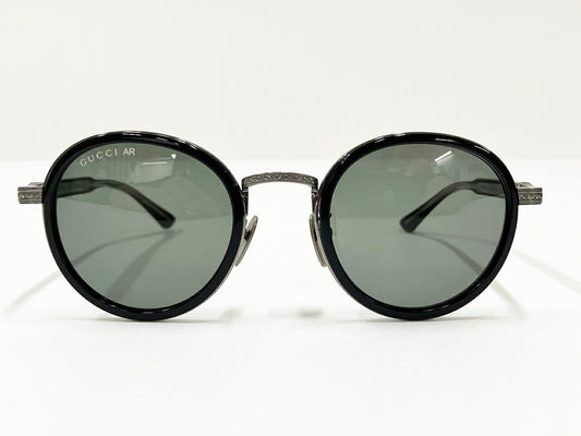 GUCCI GG0067S Sunglasses Black Silver Green Size 48