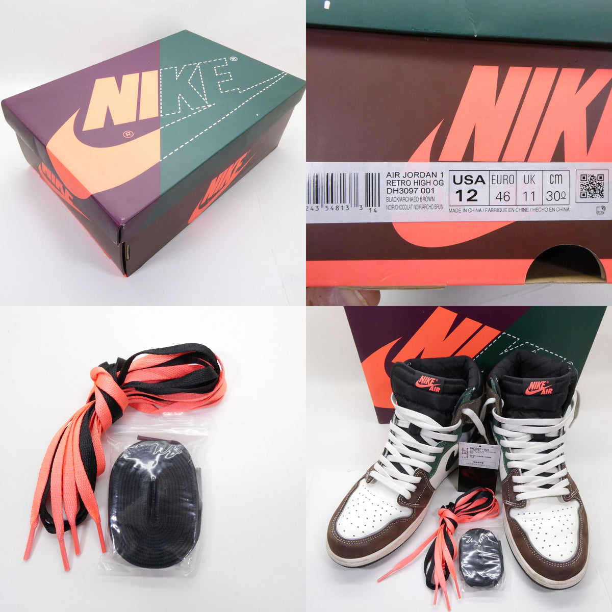 NIKE AIR JORDAN 1 Retro OG Crafted Sneakers Size 30.0