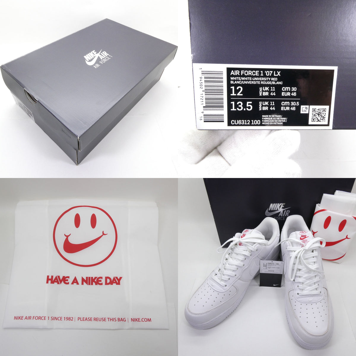 NIKE AIR FORCE 1 '07 LX Rose Low Sneakers White Size 30.0