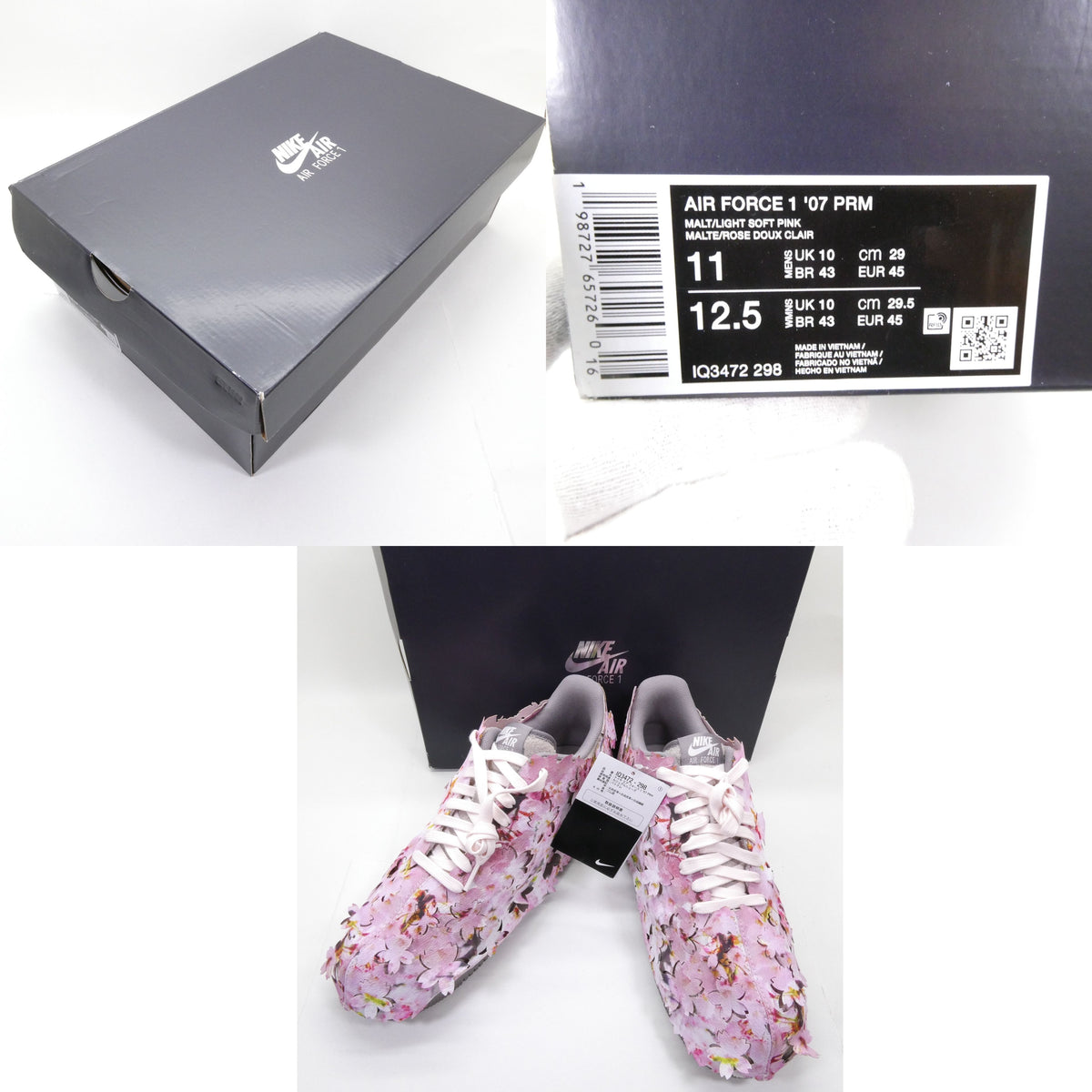 NIKE AIR FORCE 1 '07 PRM Cherry Blossoms Sneakers Size 29.0