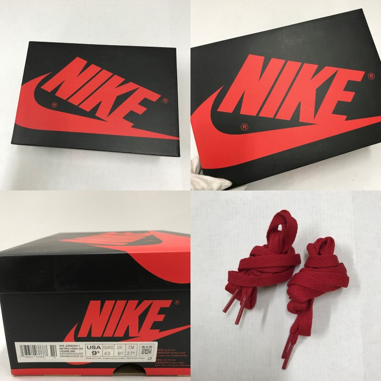 NIKE Air Jordan 1 HI OG Black Red Sneakers Size 27.5