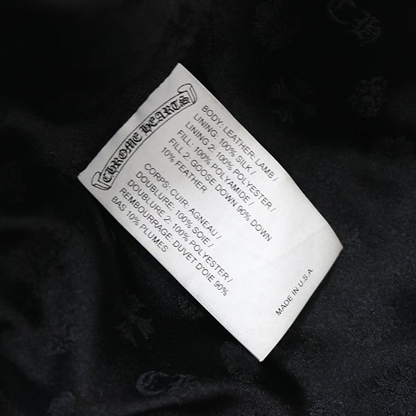 CHROME HEARTS STIFF Leather Down Jacket SV925 Black Size S