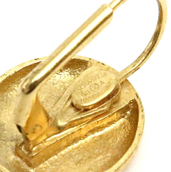 CHANEL Coco Mark Round Earrings Gold Metal Size ONE SIZE