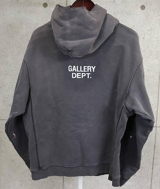 Gallery Dept Gray ATK Logo Paint Distressed Hoodie Size S
