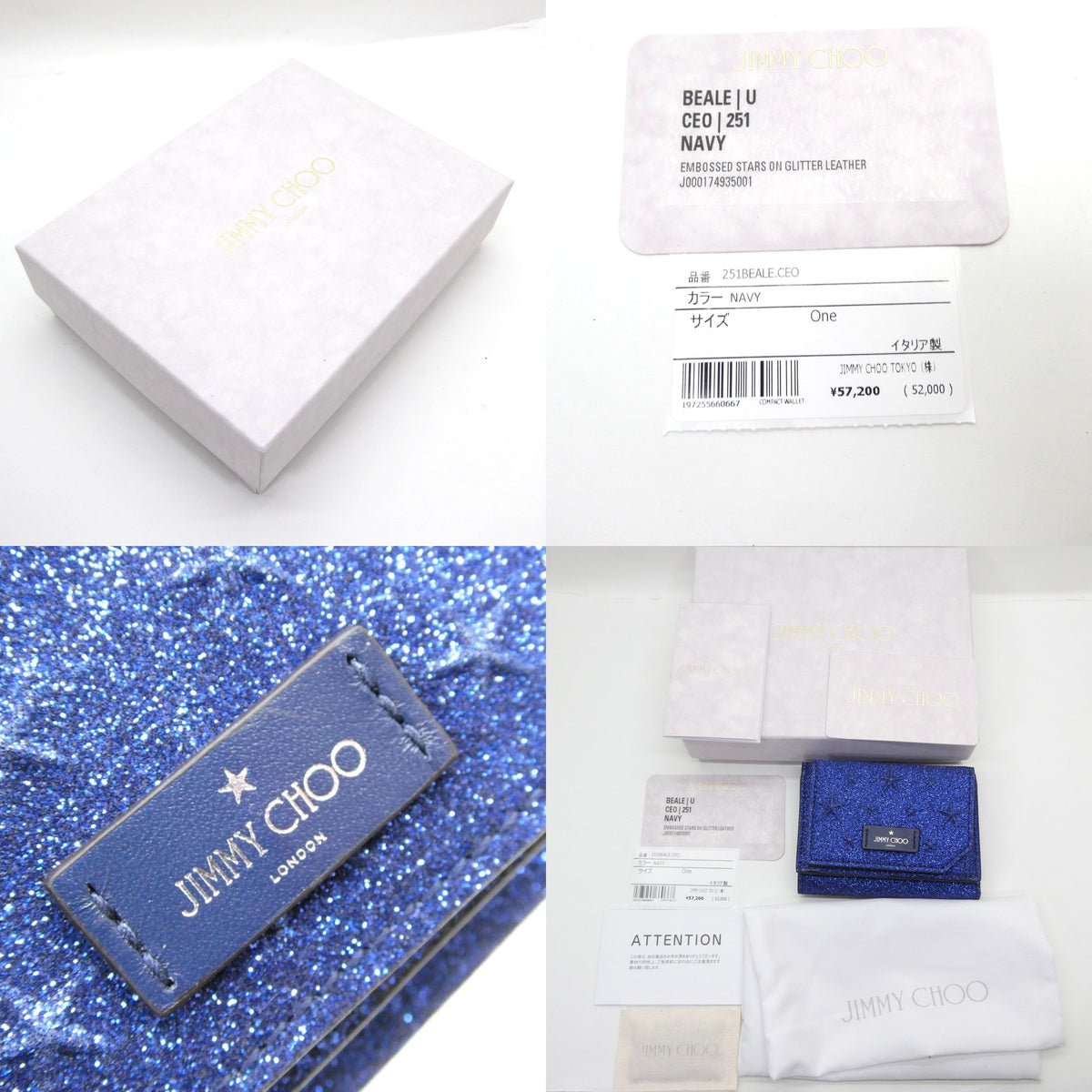 Jimmy Choo Beale Glitter Wallet Navy