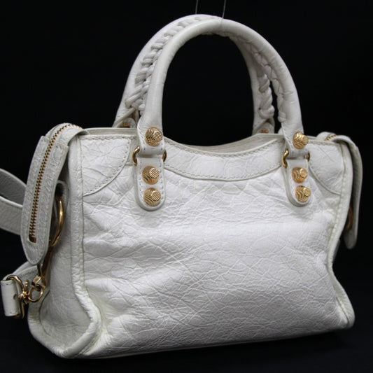 BALENCIAGA Giant Mini City 2-Way Bag White Size ONE SIZE