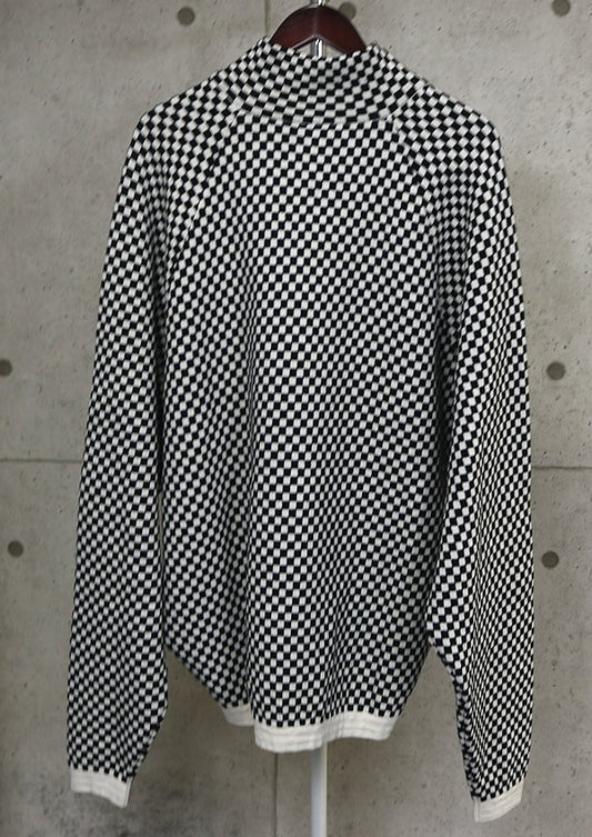 RAF SIMONS Checkered Wool Zip Knit Hoodie B/W Size 1