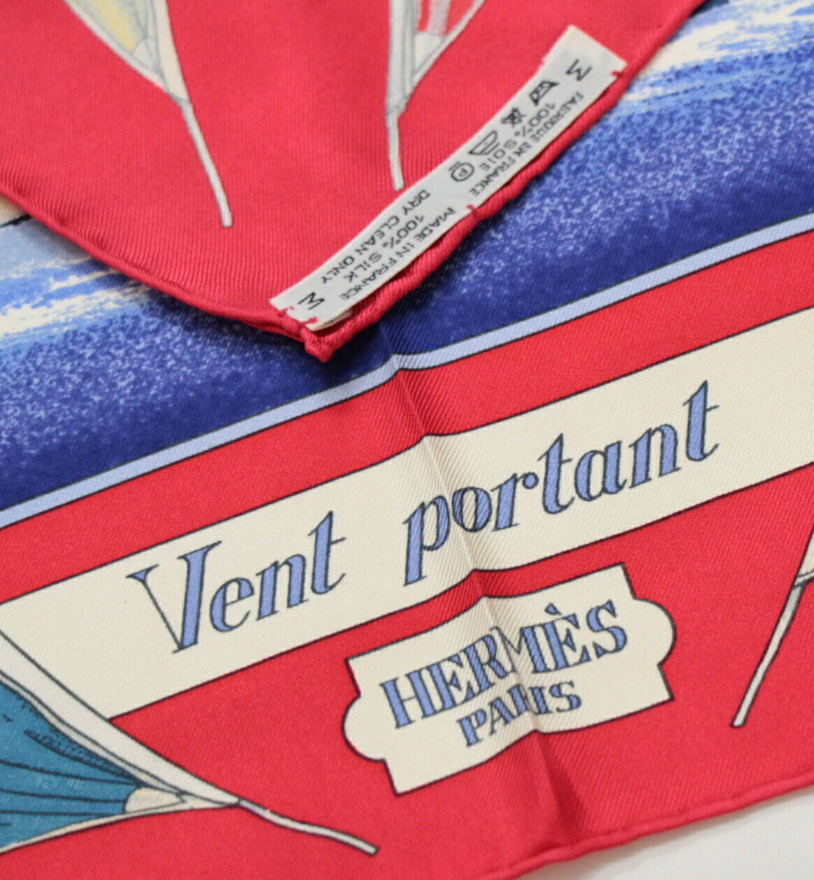 HERMES Carre 90 "Vent Portant" Silk Scarf Red Size ONE SIZE