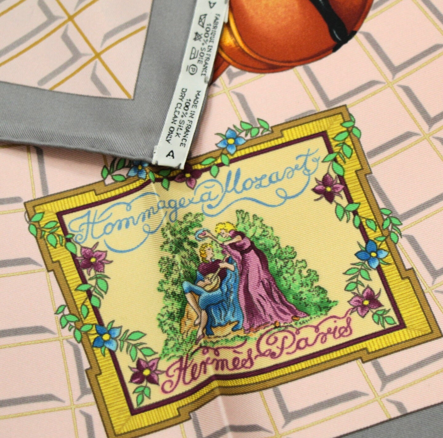 HERMES Carre 90 Mozart Homage Silk Scarf Pink Size ONE SIZE