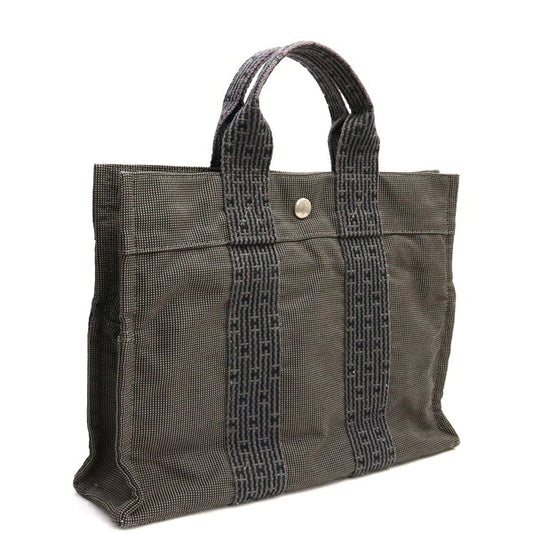 HERMES Herline PM Canvas Handbag Gray Size ONE SIZE