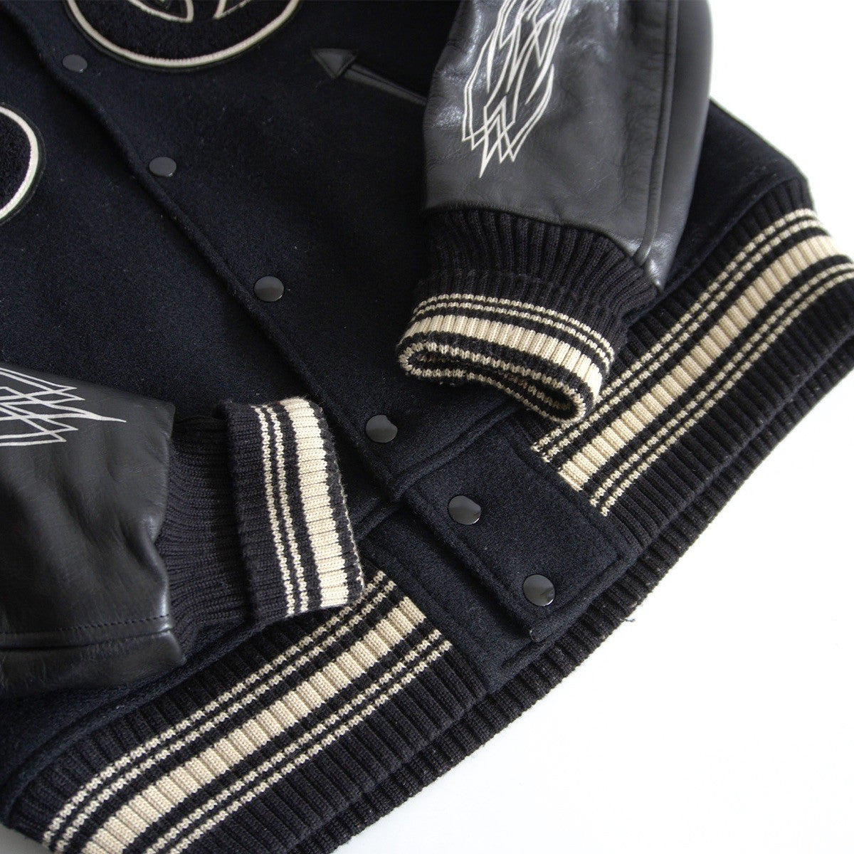 Whitesville Embellished Leather Varsity Jacket Size 38