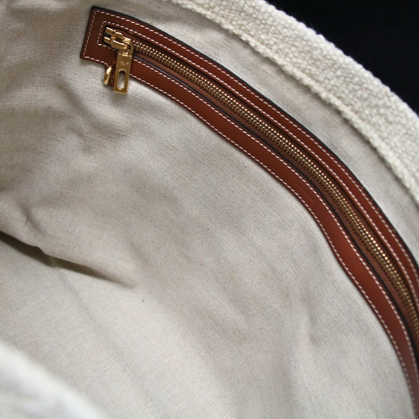 CELINE Horizontal Cabas Canvas White Navy Tote Size ONE SIZE
