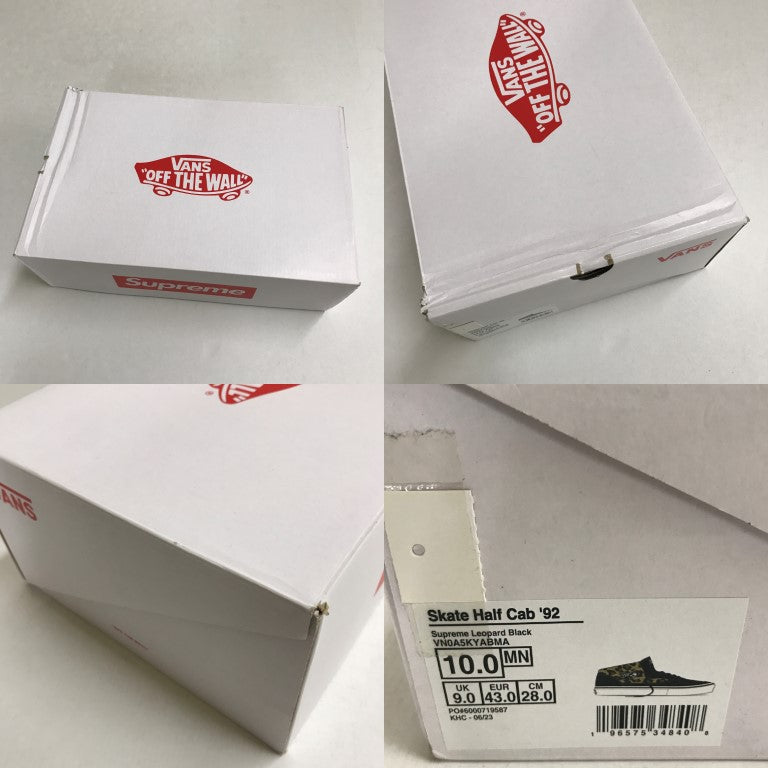 Supreme x Vans Skate Half Cab 92 Black Sneakers Size 28