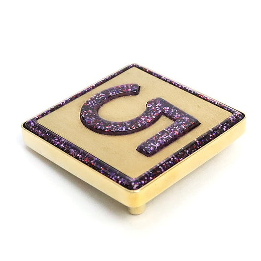 CHANEL No.5 Square Glitter Pin Brooch Gold