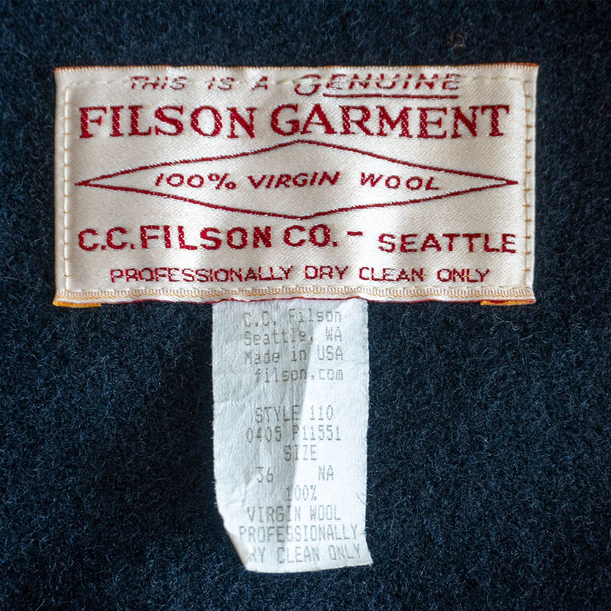 Filson Mackinaw Cruiser Jacket Black Size 36