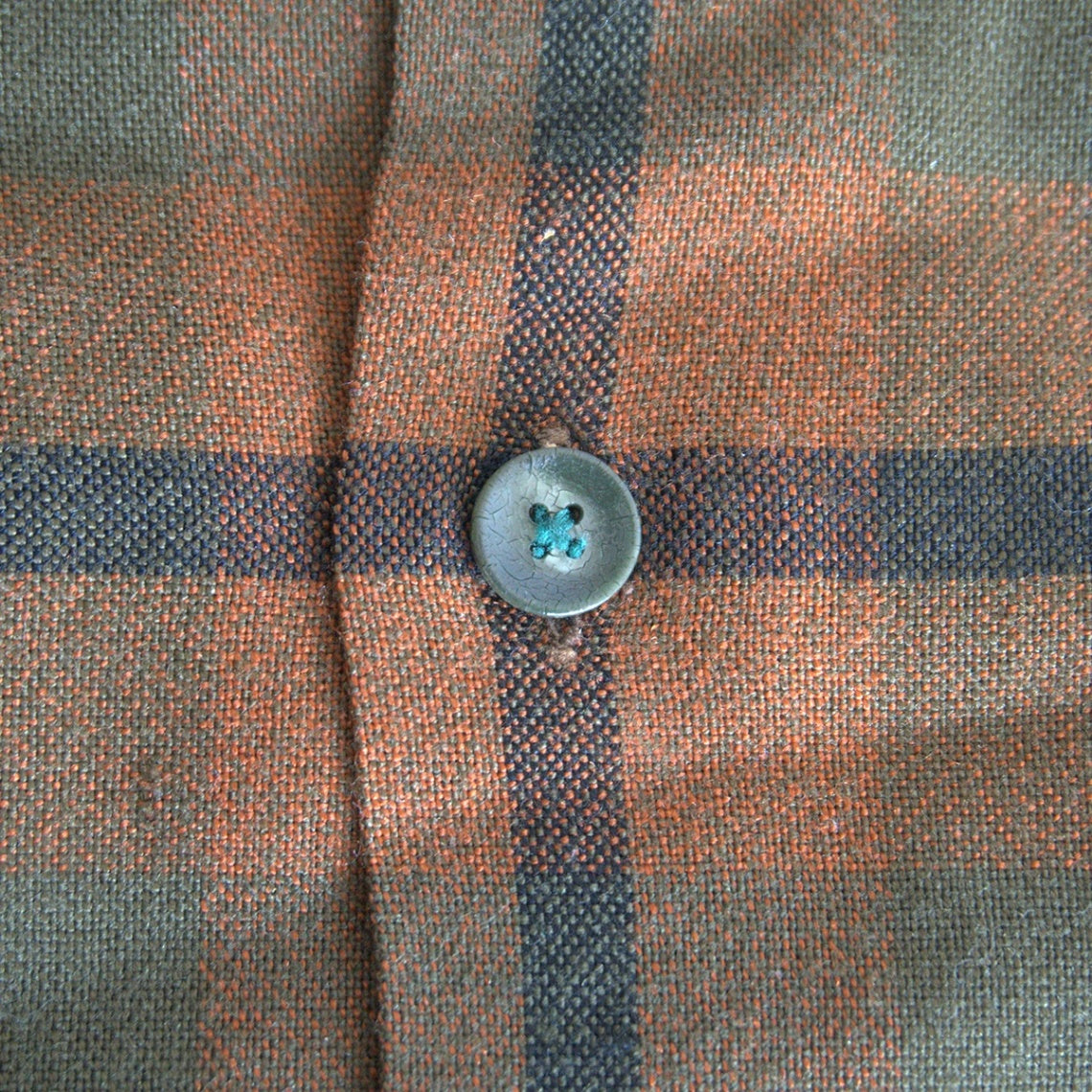 60s Vintage shirt 60s Plaid camp shirt Brown Size M