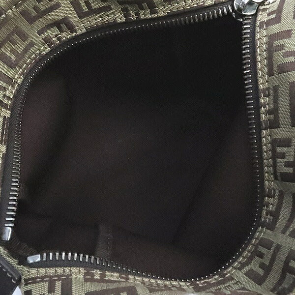 FENDI Zucchino Canvas Leather Mini Bag Brown Size ONE SIZE