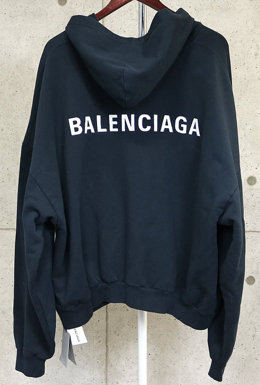 BALENCIAGA Back Polo Hoodie Black Size S