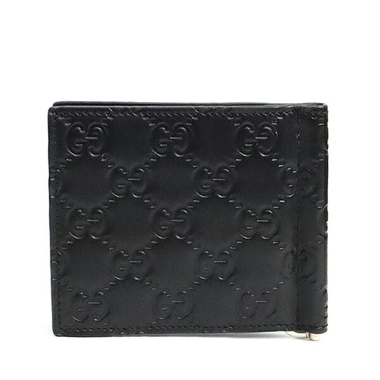 GUCCI Shima Leather Bi-Fold Wallet Black Size ONE SIZE