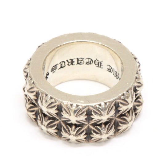 CHROME HEARTS Beat Punk 2-Row Silver Ring Size ONE SIZE