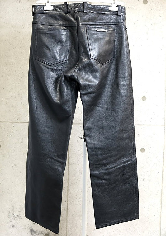 CHROME HEARTS Old Flare Knee 5-Pocket Leather Pants Size 32