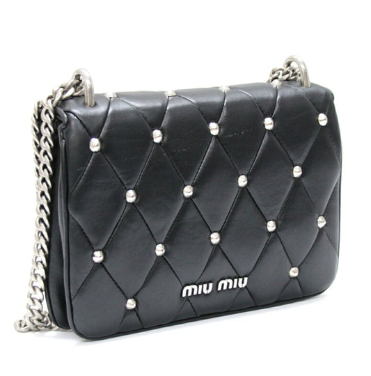 miumiu Studded Leather Chain Bag Black Size ONE SIZE