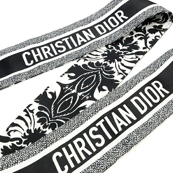 Christian Dior Mitzah Silk Scarf White Black Size ONE SIZE