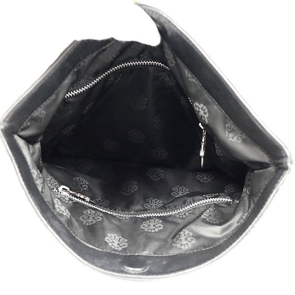 CHROME HEARTS Pyramid Studs Leather Clutch Bag Size Black