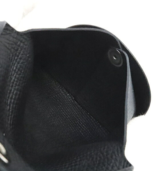 HERMES Bastia Black Epsom Silver Coin Case Size ONE SIZE