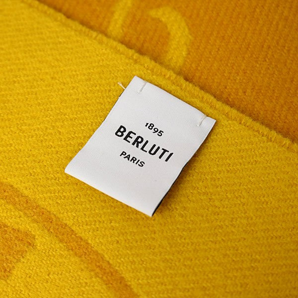 Berluti Calligraphy Wool Scarf Yellow Size ONE SIZE