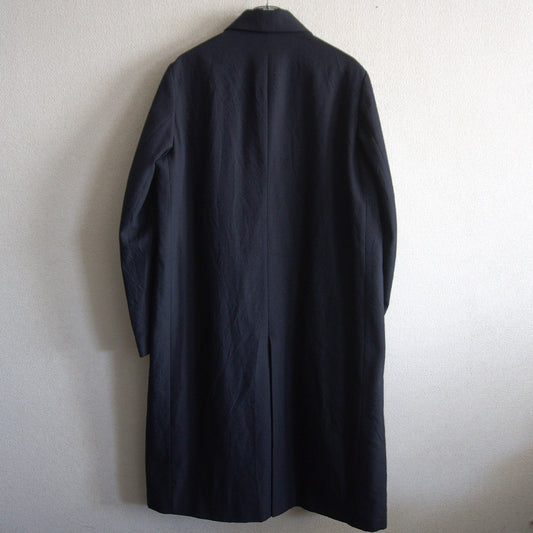 Bergfabel Wool Linen Balmacaan Coat Black Size 48