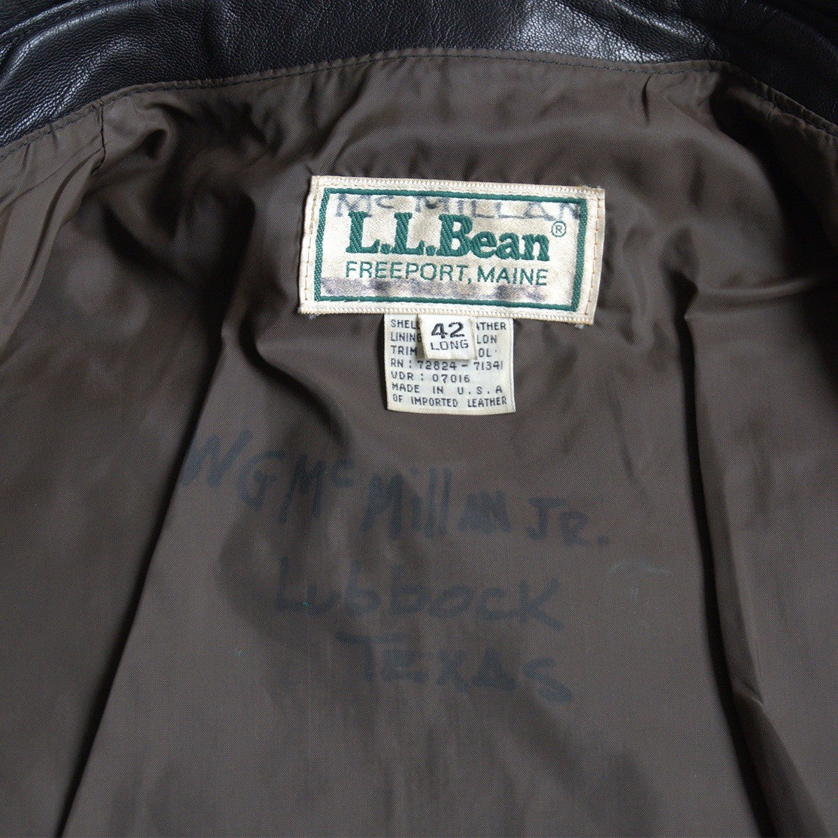 L.L. Bean 80S A-2 Leather Flight Jacket Brown Size 42
