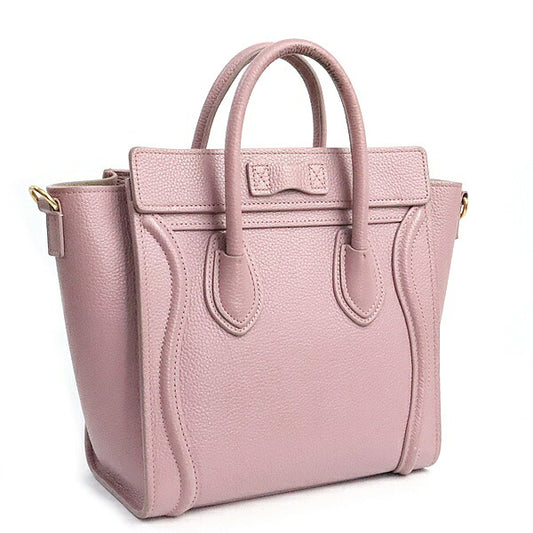 CELINE Luggage Nano Shopper Leather Bag Pink Size ONE SIZE