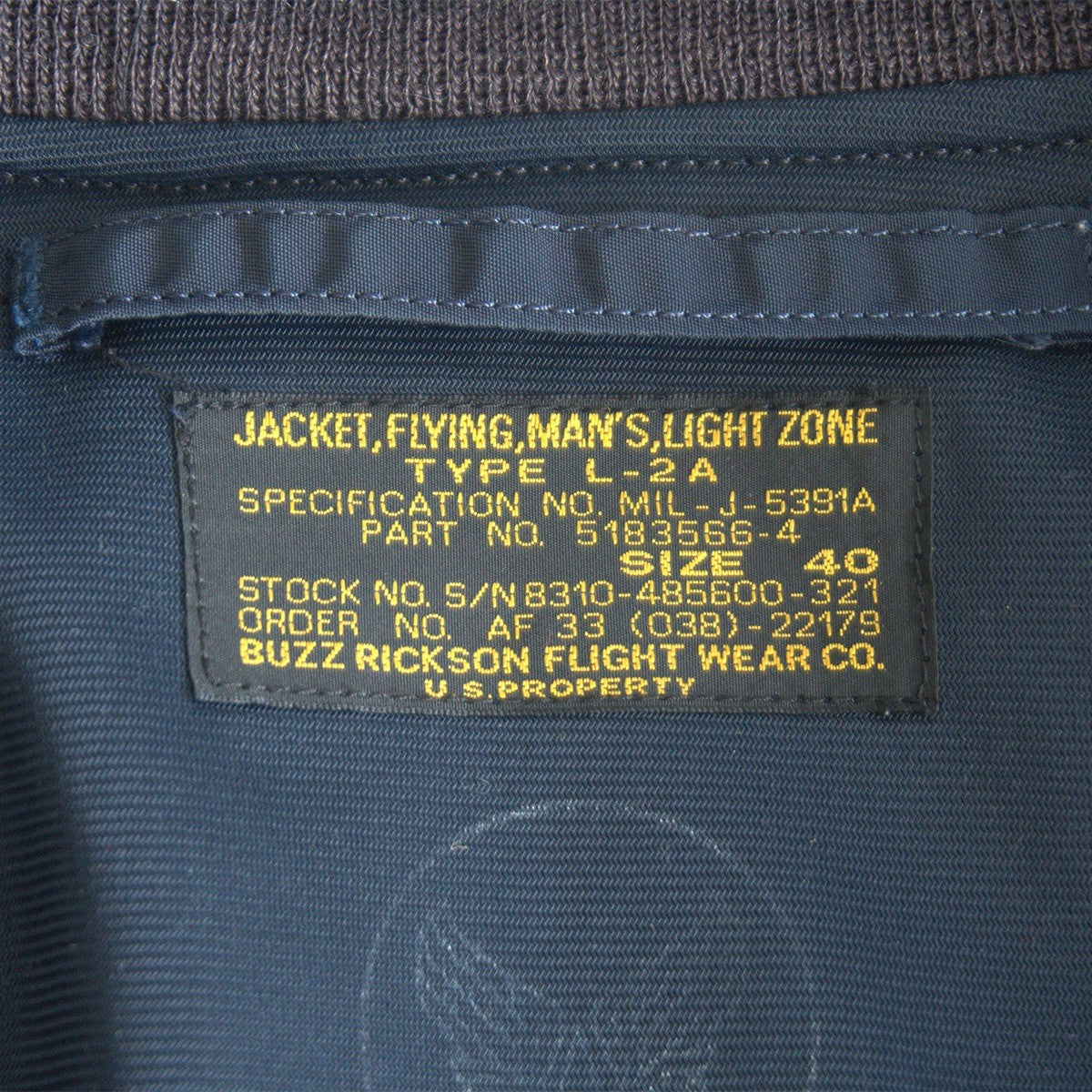 Buzz Rickson's L-2A Flight Jacket Size 40